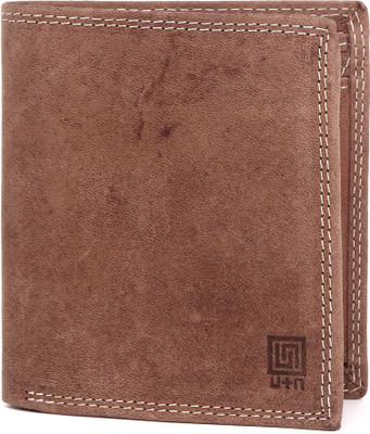 

U+N Men Brown Genuine Leather Wallet(7 Card Slots)