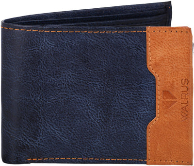 

Walrus Men Multicolor Genuine Leather Wallet(7 Card Slots), Blue & beige