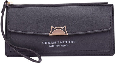 

clothi fashion Women Formal Black Artificial Leather Wallet(16 Card Slots)