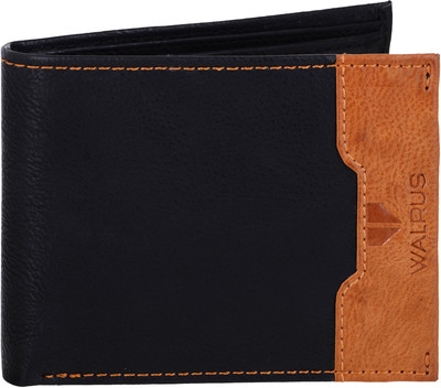 

Walrus Men Multicolor Genuine Leather Wallet(7 Card Slots), Black & beige