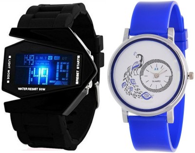 On Time Octus Combo Of Peacock Dial And Digital Stealth Shape Watch  - For Men & Women   Watches  (On Time Octus)