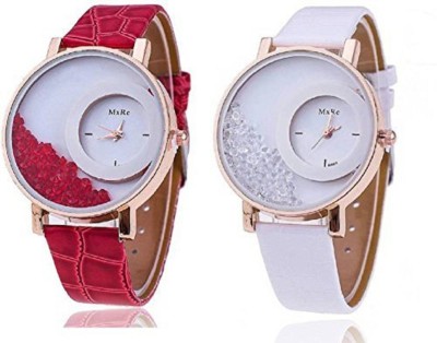 Talgo New Arrival Red Robin Season Special RRMXRERDWH Pack Of 2 Letest Collation Fancy And Attractive Red And White Movable Diamonds In white Round Dial Fancy Leather Belt RRMXRERDWH Watch  - For Women   Watches  (Talgo)