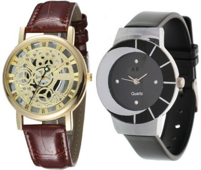 On Time Octus Combo Of Designer Analog Watch And Golden Dial Skeleton Watch  - For Men & Women   Watches  (On Time Octus)
