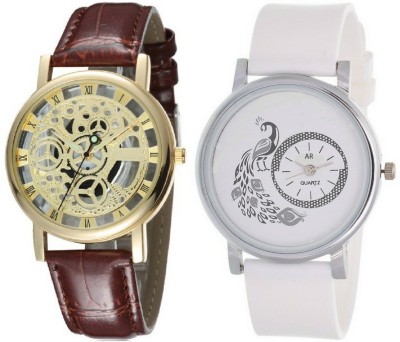 On Time Octus Combo Of Peacock Design Dial And Skeleton Golden Dial Watch  - For Men & Women   Watches  (On Time Octus)