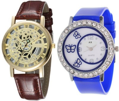 On Time Octus Combo Of Butterfly Dial Analog Watch And Skeleton Golden Dial Watch  - For Men & Women   Watches  (On Time Octus)