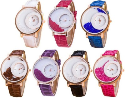 Talgo New Arrival Red Robin Festival Season Special RRMXREWhPKBLBRPLBKPK Pack Of 6 White Pink Blue Brown Purple Black Pink Movable Diamonds In Dial RRMXREWHPKBLBRPLBKPK Watch  - For Girls   Watches  (Talgo)