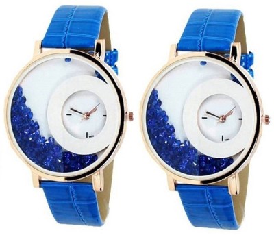 Talgo New Arrival Red Robin Season Special RRMXREBU2 Pack Of 2 Letest Collation Fancy And Attractive Blue Movable Diamonds In Round Dial Fancy Leather Belt Watch  - For Girls   Watches  (Talgo)