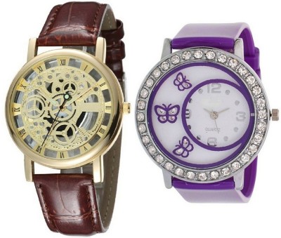 Talgo New Arrival Robin Season Special RROPENBR312PL New Special Collection Open Gold Dial Transparent Formal Party Wear Leather Strap and 312- butterfly crystals studded beautiful and fancy Purple Colour Round Dial Rubber Strap RROPENBR312PL Watch  - For Men & Women   Watches  (Talgo)