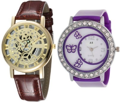 On Time Octus Combo Of Butterfly Dial Analog Watch And Skeleton Golden Dial Watch  - For Men & Women   Watches  (On Time Octus)