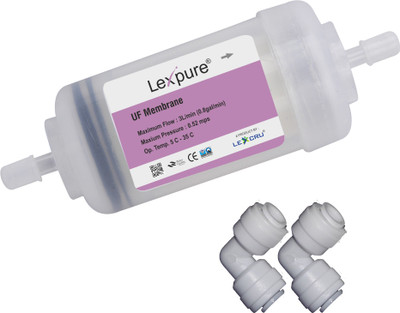 

lexcru Pokar RO 4" inch Lexpure UF Membrane Filter original hollow Fiber 0.001 micron Suitable of all branded RO Water Purifier+ 2pcs Connector Solid Filter Cartridge(0.001, Pack of 1)