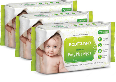 

BodyGuard Premium Paraben Free Baby Wet Wipes with Aloe Vera - 216 Wipes (3 Pack, 72 each)(216 Pieces)
