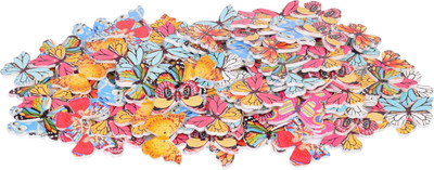 Vardhman Buttons printed wooden, New Butterfly design ,120 pcs ,size 3 cm x 2.5 cm ,used in art & craft, dresses, scrap booking, decorations etc.