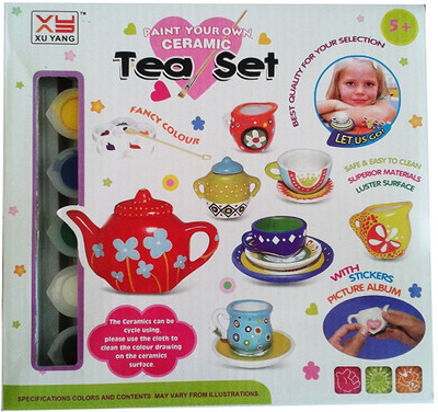 

Sanyal Paint Your Own Ceramic Tea Set For Creative Minds, Fun for Kids