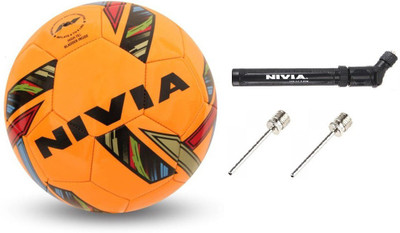 Nivia Combo of Three, One 'Revolvo' Football One Pump and Two Needle Football - Size: 5(Pack of 1, Orange) available at flipkart for Rs.895