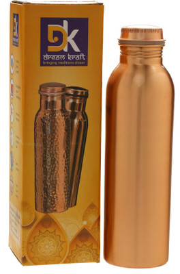 DreamKraft 100% Pure Handmade Copper Water Bottle,Joint Free & Leak Proof for Ayurvedic Health Benefits 1000 ml Bottle(Pack of 1, Gold, Copper)