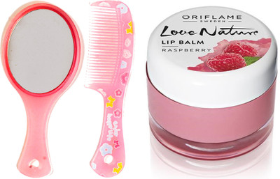 

Oriflame Sweden Love Nature Lip Balm - Raspberry 7g (31077) With Mirror Comb Set(Set of 3)