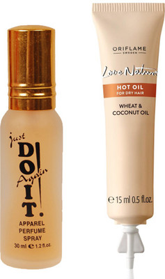 

Oriflame Sweden Love Nature Hair Oil for Dry hair with Wheat & Coconut Oil 250ml (32620) With Just Doit Parfume 30ml(Set of 2)