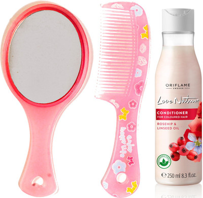 

Oriflame Sweden Love Nature Conditioner for Coloured Hair with Rosehip & Linseed Oil 250ml (32622) With Mirror Comb Set(Set of 3)
