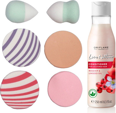 

Oriflame Sweden Love Nature Conditioner for Coloured Hair with Rosehip & Linseed Oil 250ml (32622) With Puff Sponge(Set of 7)