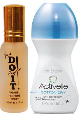 

Oriflame Sweden Activelle Anti-perspirant 24h Deodorant Cotton Dry 50ml (25281) With Just Doit Perfume(Set of 2)