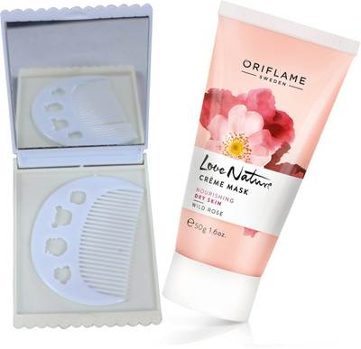 

Oriflame Sweden Love Nature Crème Mask Wild Rose 50ml (32044) With Comb Mirror Set(Set of 3)