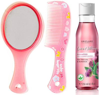 

Oriflame Sweden Love Nature 2in1 Shampoo for Flaky scalp with Tea Tree Oil & Burdock 250ml (32623) With Mirror Comb Set(Set of 3)