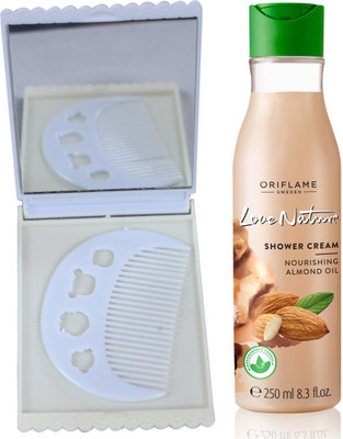 

Oriflame Sweden Love Nature Shower Gel with Nourishing Almond Oil 250ml (32616) With Comb Mirror Set(Set of 3)