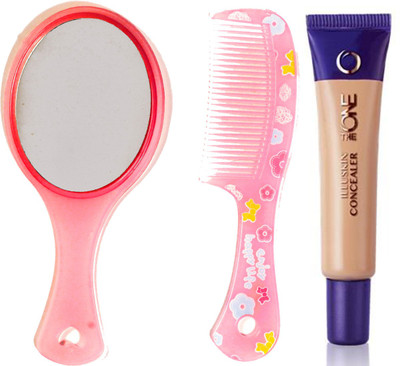 

Oriflame Sweden The ONE IlluSkin Concealer 10ml (Nude Beige - 30617) With Comb Mirror Set(Set of 3)