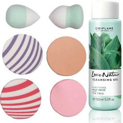 

Oriflame Sweden Love Nature Cleansing Gel Tea Tree 150ml (30153) With Puff Sponge(Set of 7)