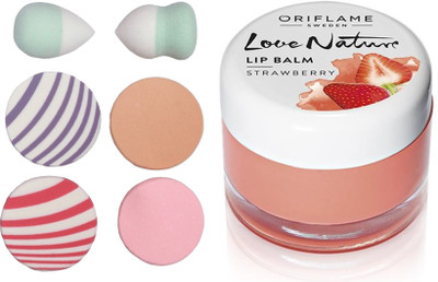 

Oriflame Sweden Love Nature Lip Balm - Strawberry 7g (31075) With Puff Sponge(Set of 7)