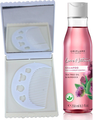 

Oriflame Sweden Love Nature 2in1 Shampoo for Flaky scalp with Tea Tree Oil & Burdock 250ml (32623) With Comb Mirror Set(Set of 3)