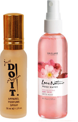 

Oriflame Sweden Love Nature Rose Water Wild Rose (32224) With Just Doit Parfume 30ml(Set of 2)
