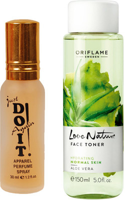 

Oriflame Sweden Love Nature Face Toner Aloe Vera 150ml (32348) With Just Doit Parfume 30ml(Set of 2)