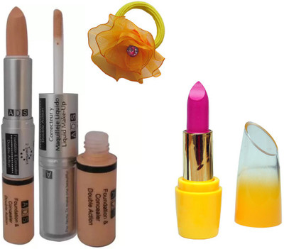 

ADS Foundation & Concealer Double Action, Lipstick and Band(Set of 3)