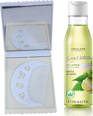 

Oriflame Sweden Love Nature Shampoo for Oily hair with Nettle & Lemon 250ml (32625) With Comb Mirror Set(Set of 3)