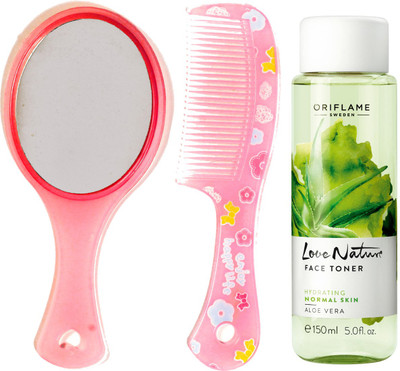 

Oriflame Sweden Love Nature Face Toner Aloe Vera 150ml (32348) With Mirror Comb Set(Set of 3)