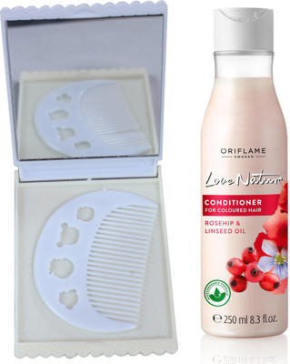 

Oriflame Sweden Love Nature Conditioner for Coloured Hair with Rosehip & Linseed Oil 250ml (32622) With Comb Mirror Set(Set of 3)