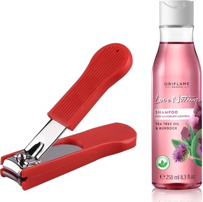 Oriflame Sweden Love Nature 2in1 Shampoo for Flaky scalp with Tea Tree Oil & Burdock 250ml (32623) With Nail Cutter(2 Items in the set)
