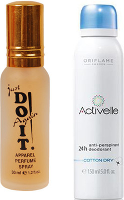 

Oriflame Sweden Activelle Anti-perspirant 24h Deodorant Cotton Dry 150ml (25280) With Just Doit Perfume(Set of 2)
