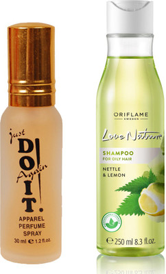 

Oriflame Sweden Love Nature Shampoo for Oily hair with Nettle & Lemon 250ml (32625) With Just Doit Parfume 30ml(Set of 2)