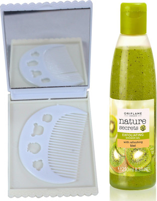 

Oriflame Sweden Love Nature Nature Secrets Exfoliating Shower Gel with Refreshing Kiwi 250ml (33010) With Comb Mirror Set(Set of 3)