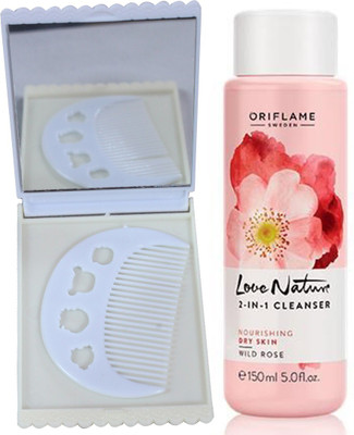 

Oriflame Sweden Love Nature 2-in-1 Cleanser Wild Rose 150ml (30163) With Comb Mirror Set(Set of 3)