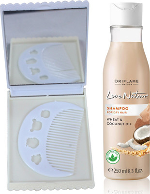 

Oriflame Sweden Love Nature Shampoo for Dry hair with Wheat & Coconut Oil 250ml (32618) With Comb Mirror Set(Set of 3)