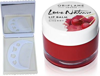 

Oriflame Sweden Love Nature Lip Balm - Cherry 7g (31076) With Comb Mirror Set(Set of 3)