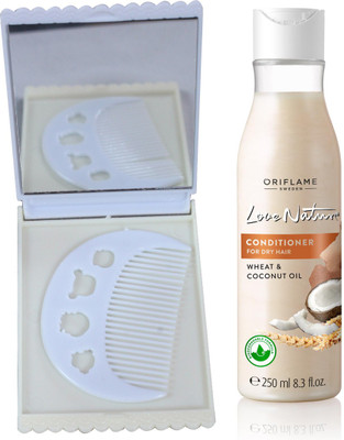 

Oriflame Sweden Love Nature Conditioner for Dry Hair with Wheat & Coconut Oil 250ml (32619) With Comb Mirror Set(Set of 3)