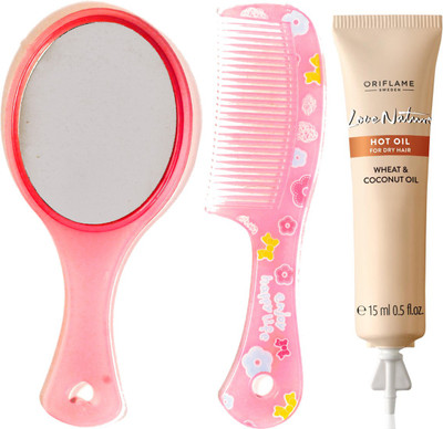 

Oriflame Sweden Love Nature Hair Oil for Dry hair with Wheat & Coconut Oil 250ml (32620) With Mirror Comb Set(Set of 3)