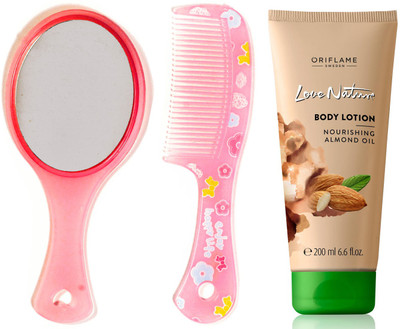 

Oriflame Sweden Love Nature Body lotion with Nourishing Almond Oil 200ml (32617) With Mirror Comb Set(Set of 3)