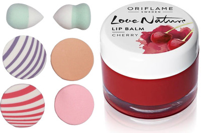 

Oriflame Sweden Love Nature Lip Balm - Cherry 7g (31076) With Puff Sponge(Set of 7)