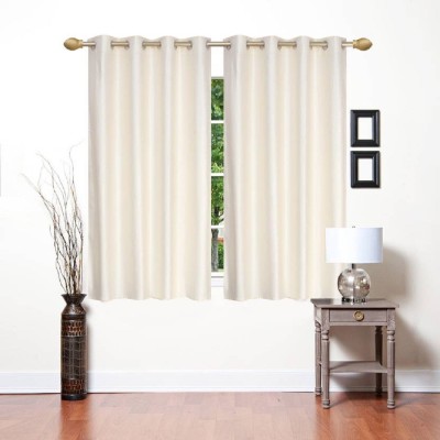 Styletex 152 cm (5 ft) Polyester Window Curtain (Pack Of 2)(Solid, White)