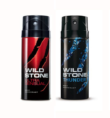 

Wild Stone Ultra Sensual And Thunder Body Spray - For Men(150 ml, Pack of 2)